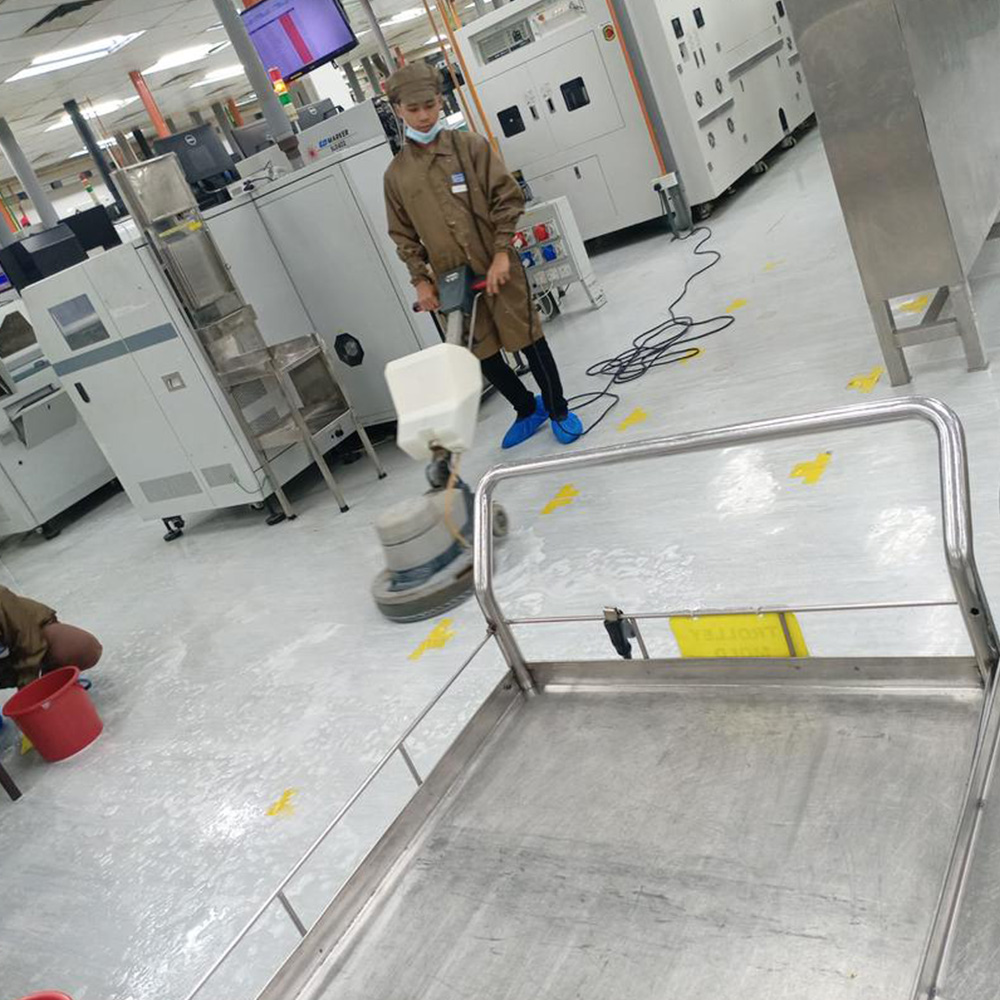 Sanitized environment with strict cleanliness controls.