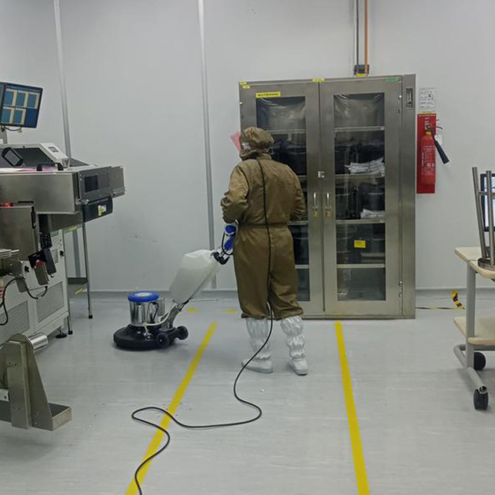 Sanitized environment with strict cleanliness controls.